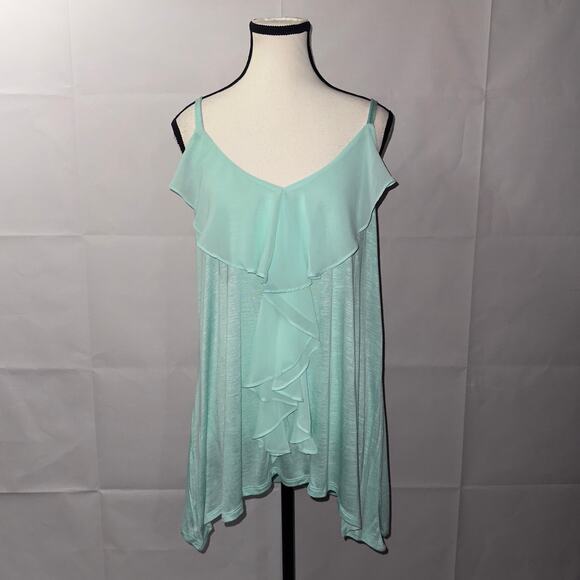 Ambiance apparel teal ruffle tank top women’s size 2X NWT - Picture 1 of 5